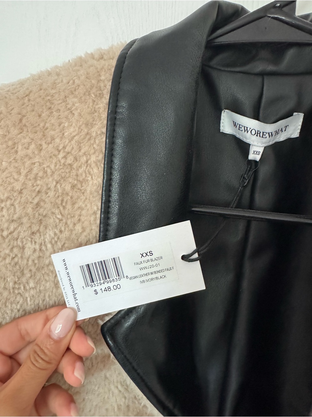 WeWoreWhat sherpa and faux leather blazer - Picture 6 of 7